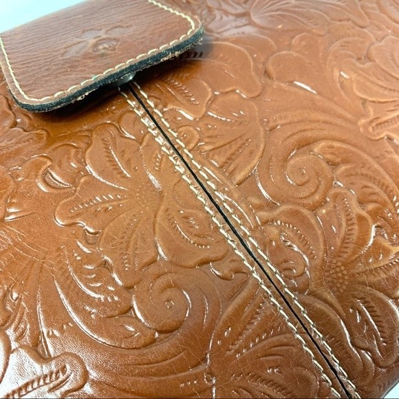 Patricia Nash Brown Leather Floral Hand Bag - Picture 3 of 13